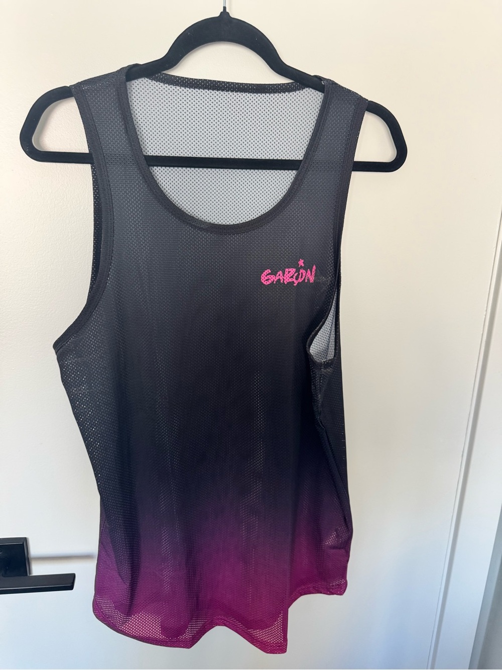 Men's Black to Magenta Ombre Mesh Tank Top